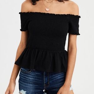 American Eagle Smocked Peplum Top, Size L